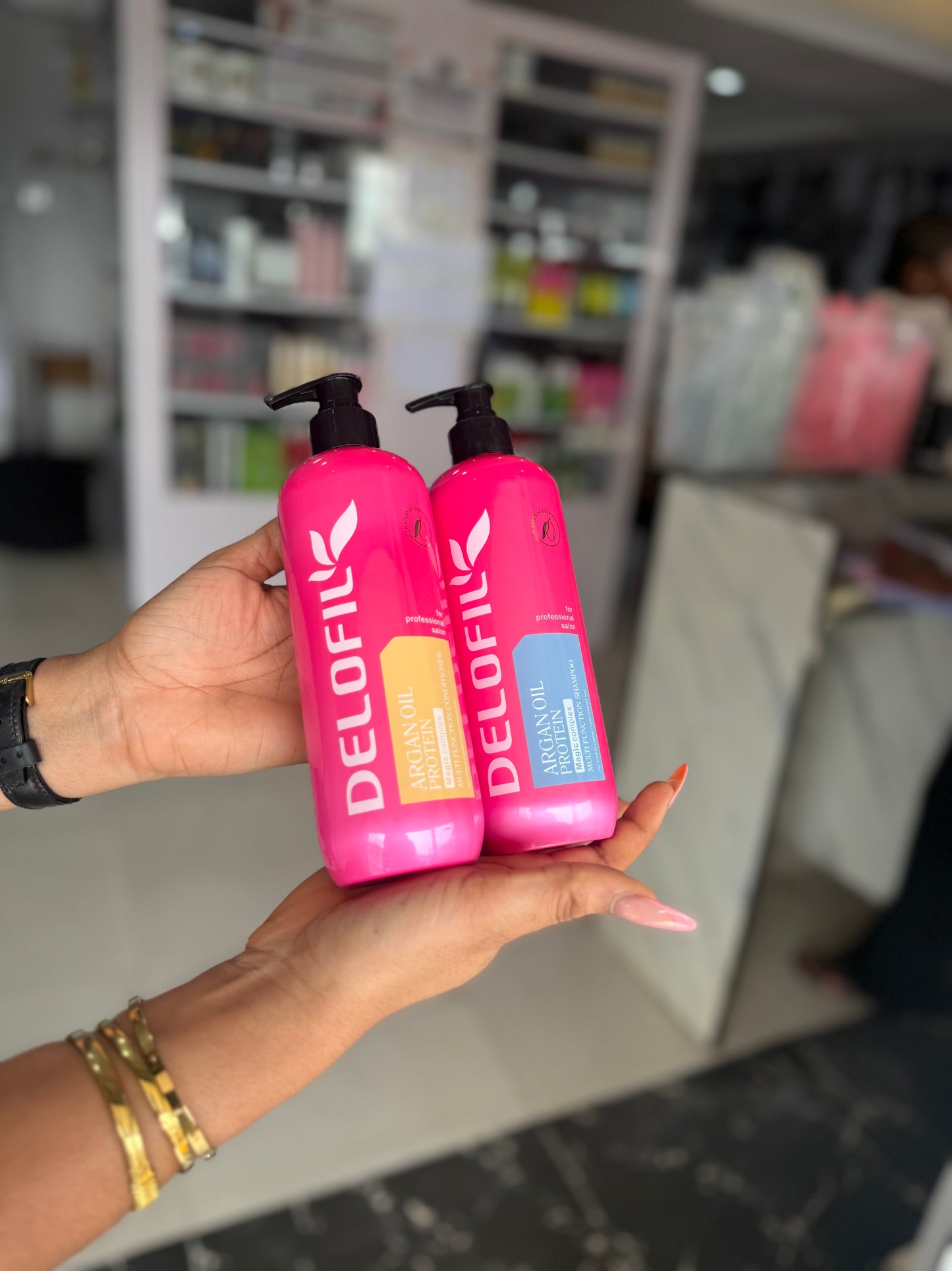 Argan oil protien Shampoo and Conditioner Pink Bottel
