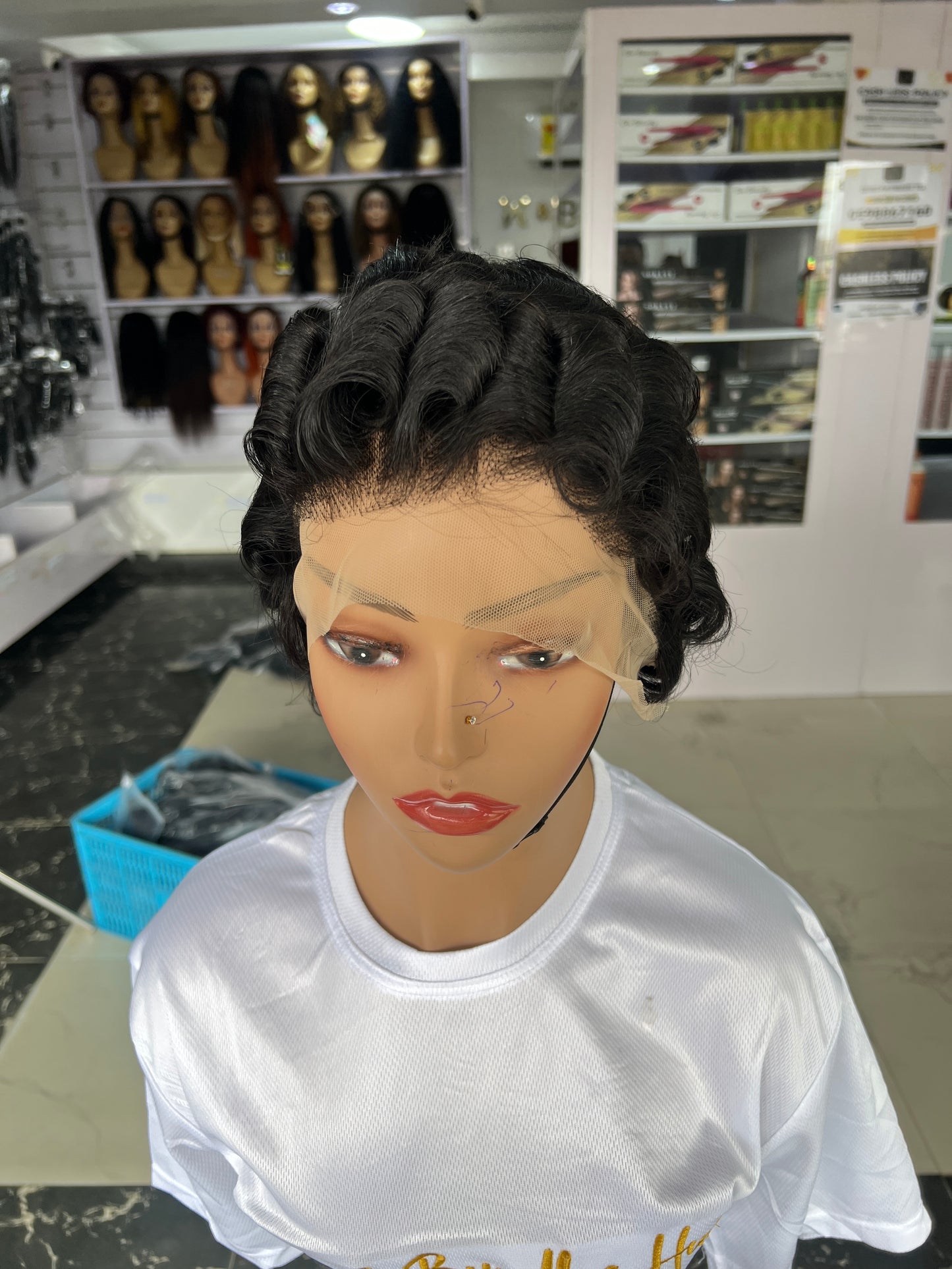 Frontal Curled Wigcap