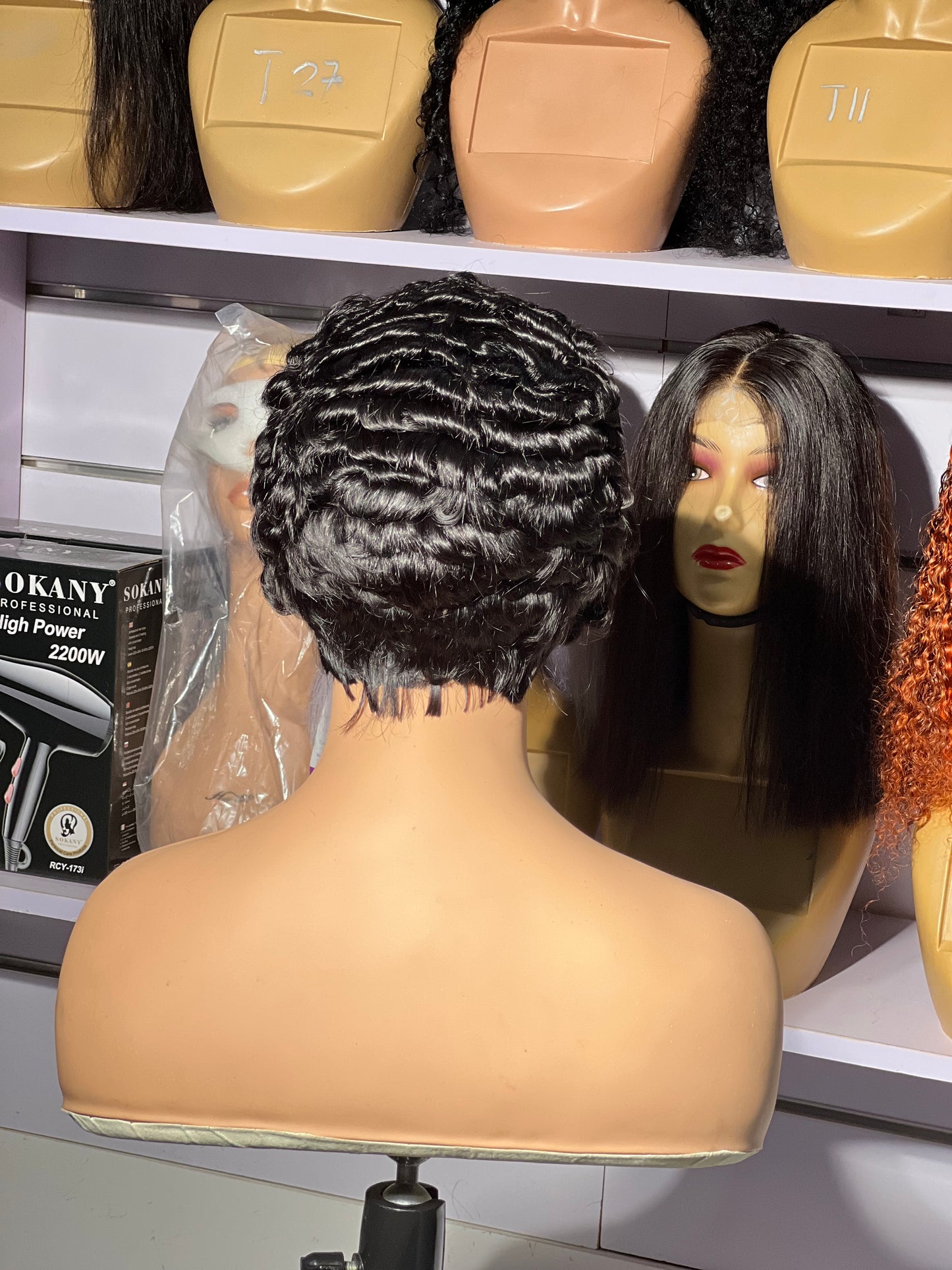 Beauty Curled Custom Frontal Pixie Wigcap