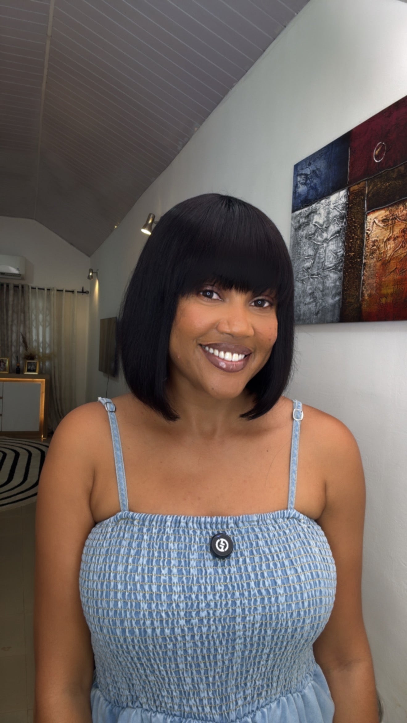 Machine Fringe Bob In Black