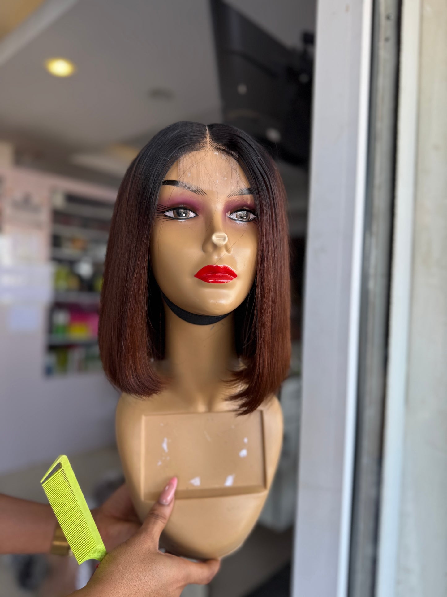 2/6 Kim k SDD Bone Straight Brown + Black Root