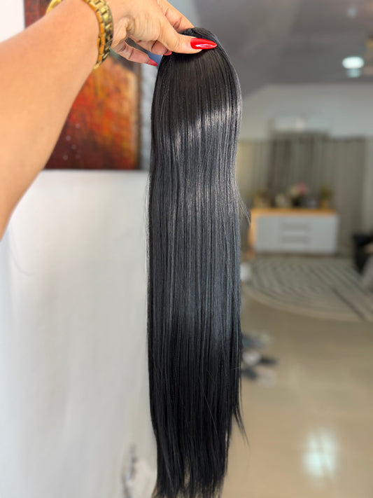 Fiber Silky Straight Detachable Ponytail In Black