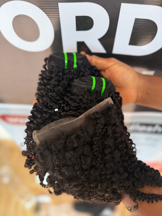 Baby Afro Kinky Curls Bundle (2bundles + closure)