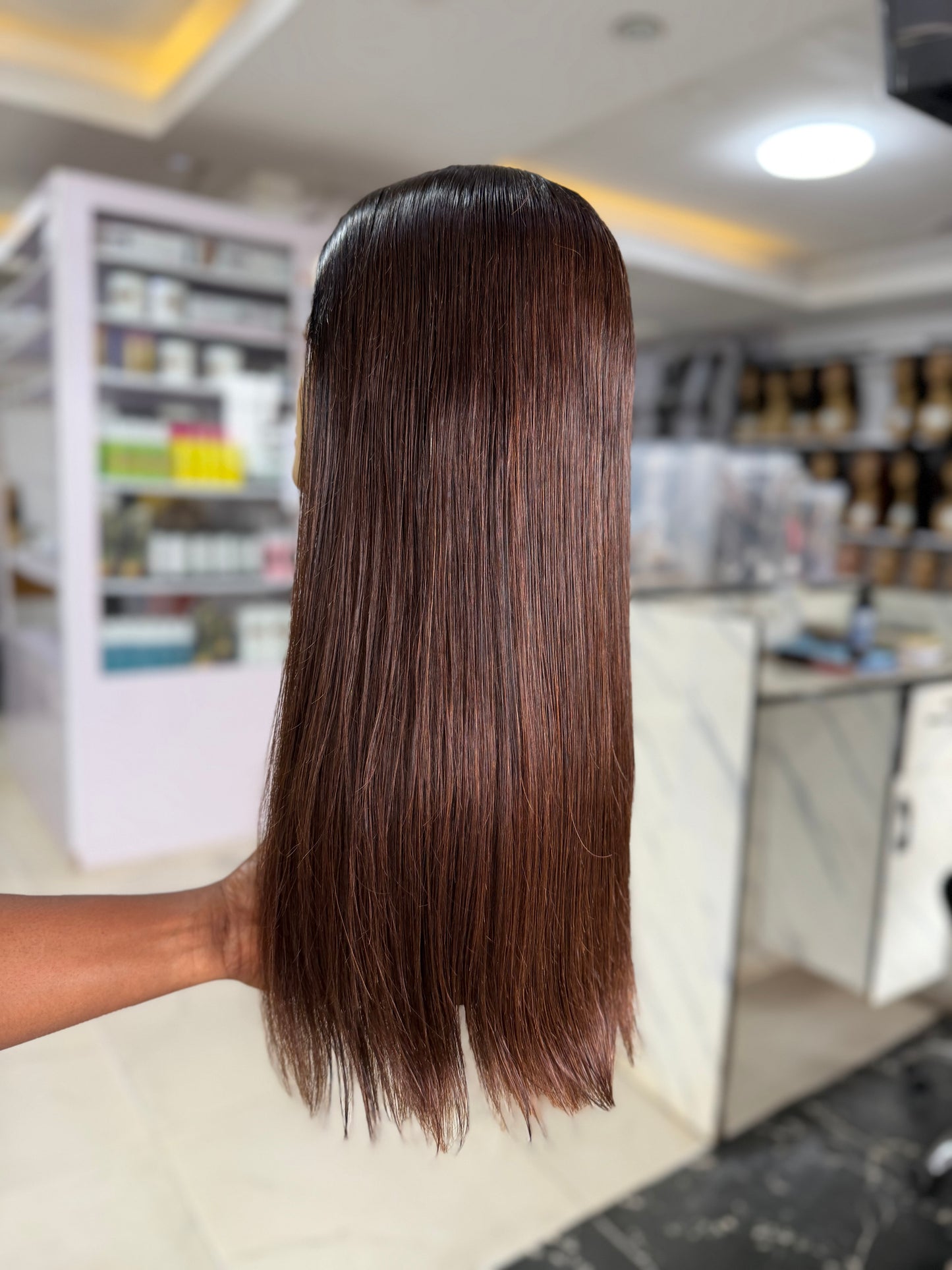 Chinese SDD Bone Straight 5/5 HD Lace In Brown With Black Root