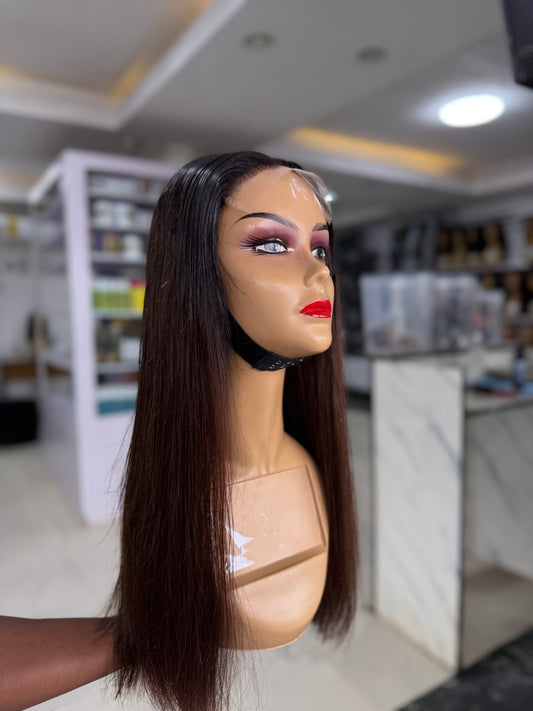 Chinese SDD Bone Straight 5/5 HD Lace In Brown With Black Root