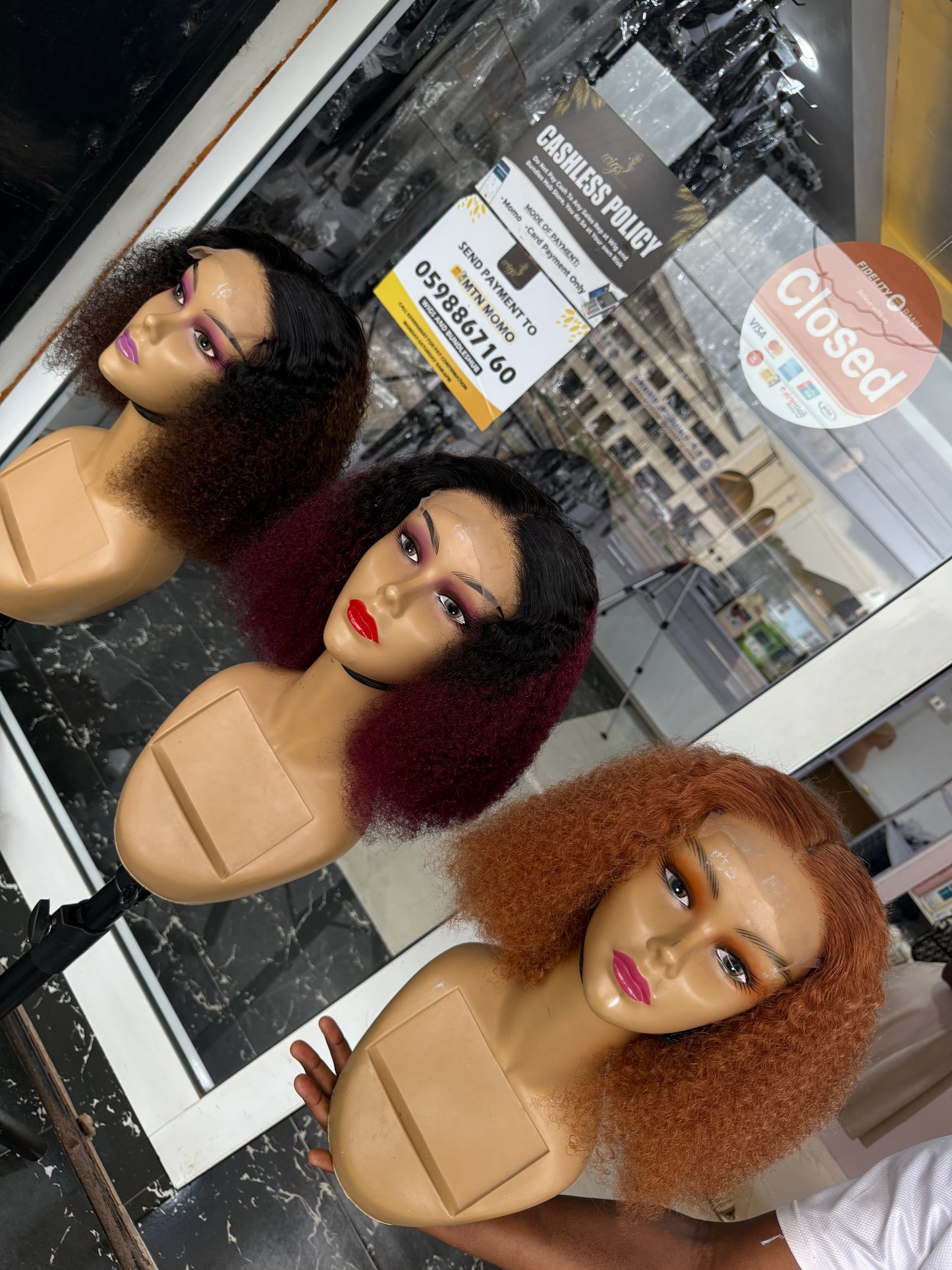 488 Colored curls 5/5 closure wigcap