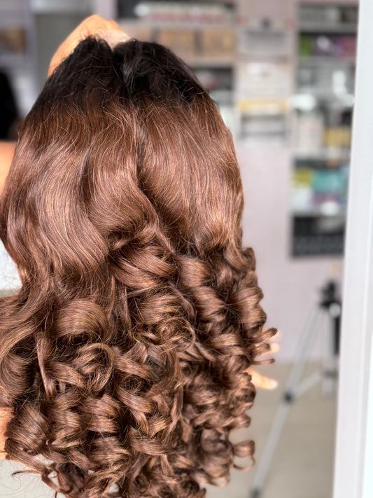 Royal Loose Bounce 13/4 Frontal In Brown + Black Root