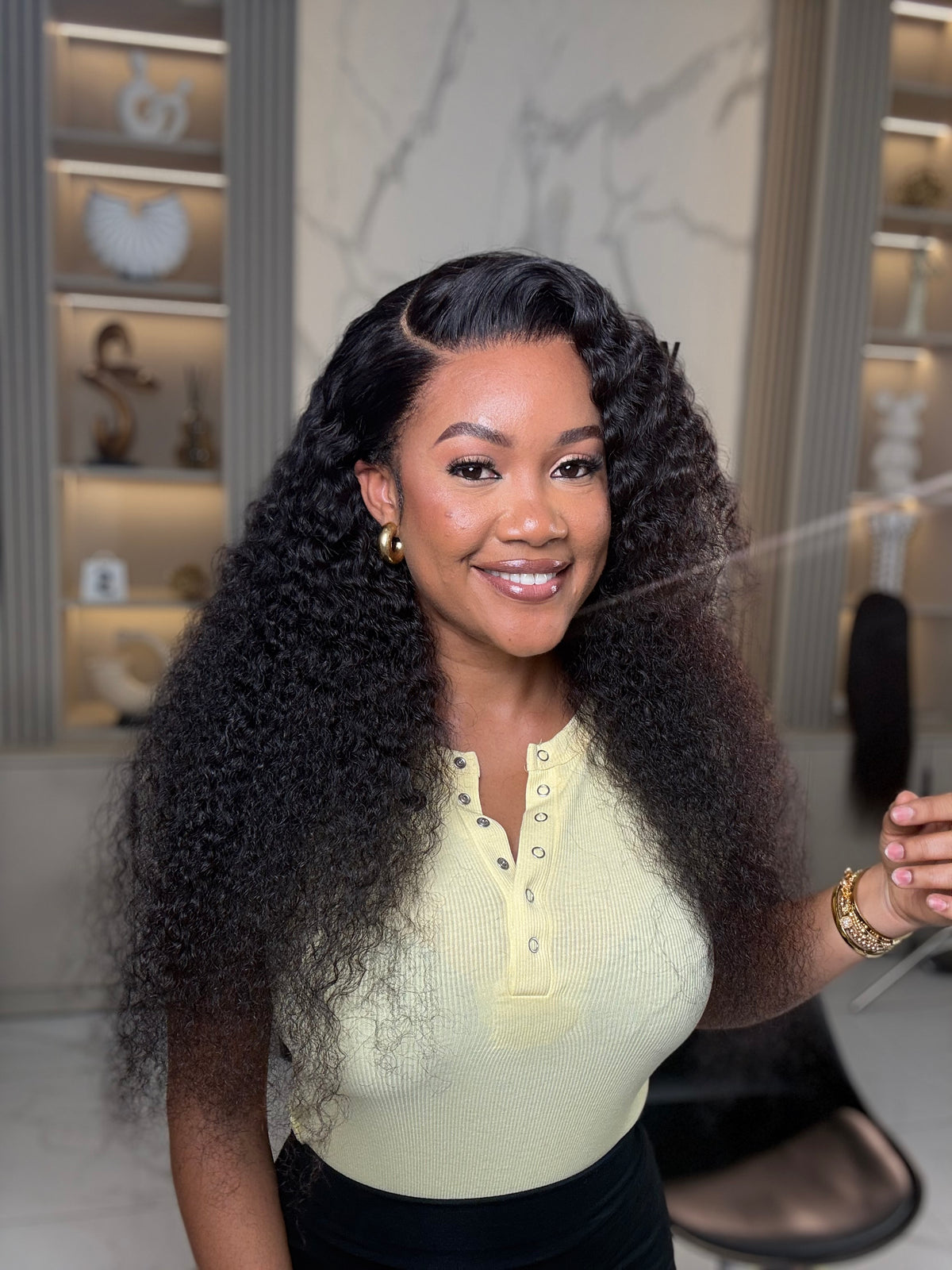 6/9  Glueless Closure jerry curls wig cap