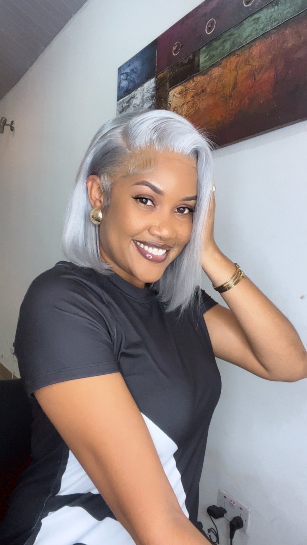 Grey Frontal Wigcap