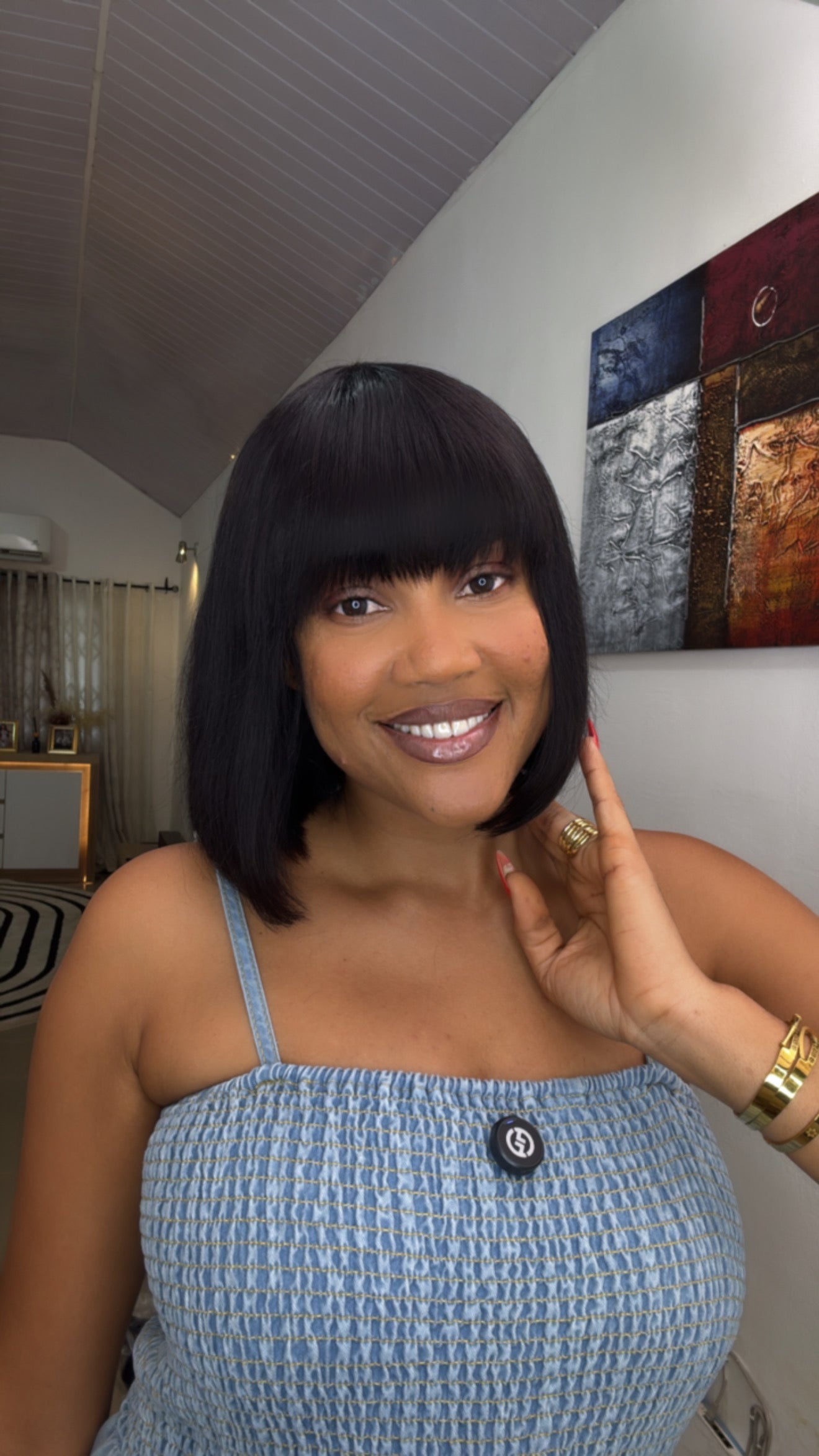 Machine Fringe Bob In Black