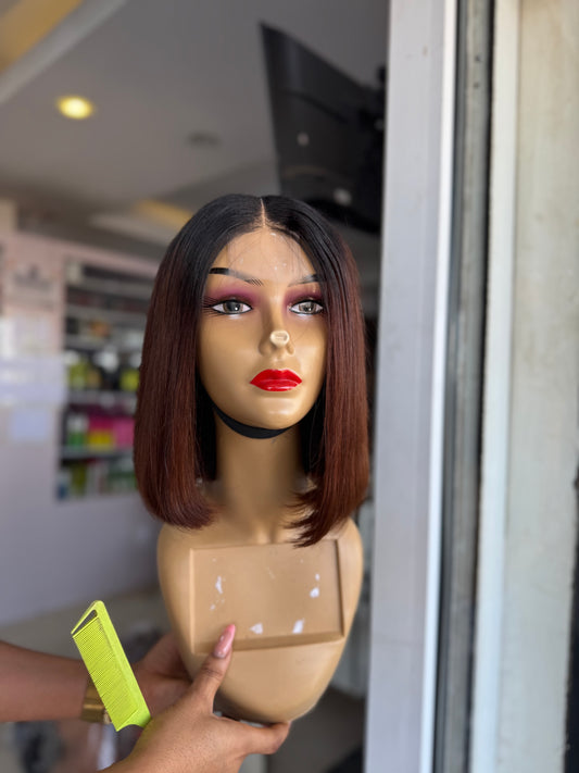 2/6 Kim k SDD Bone Straight Brown + Black Root