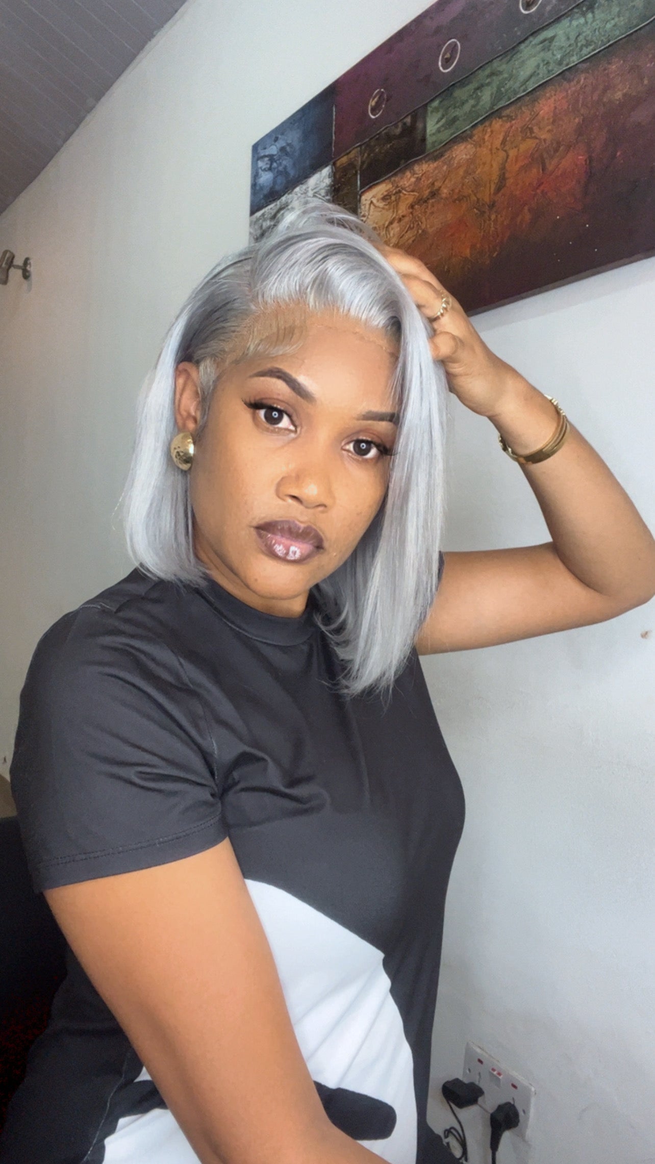 Grey Frontal Wigcap