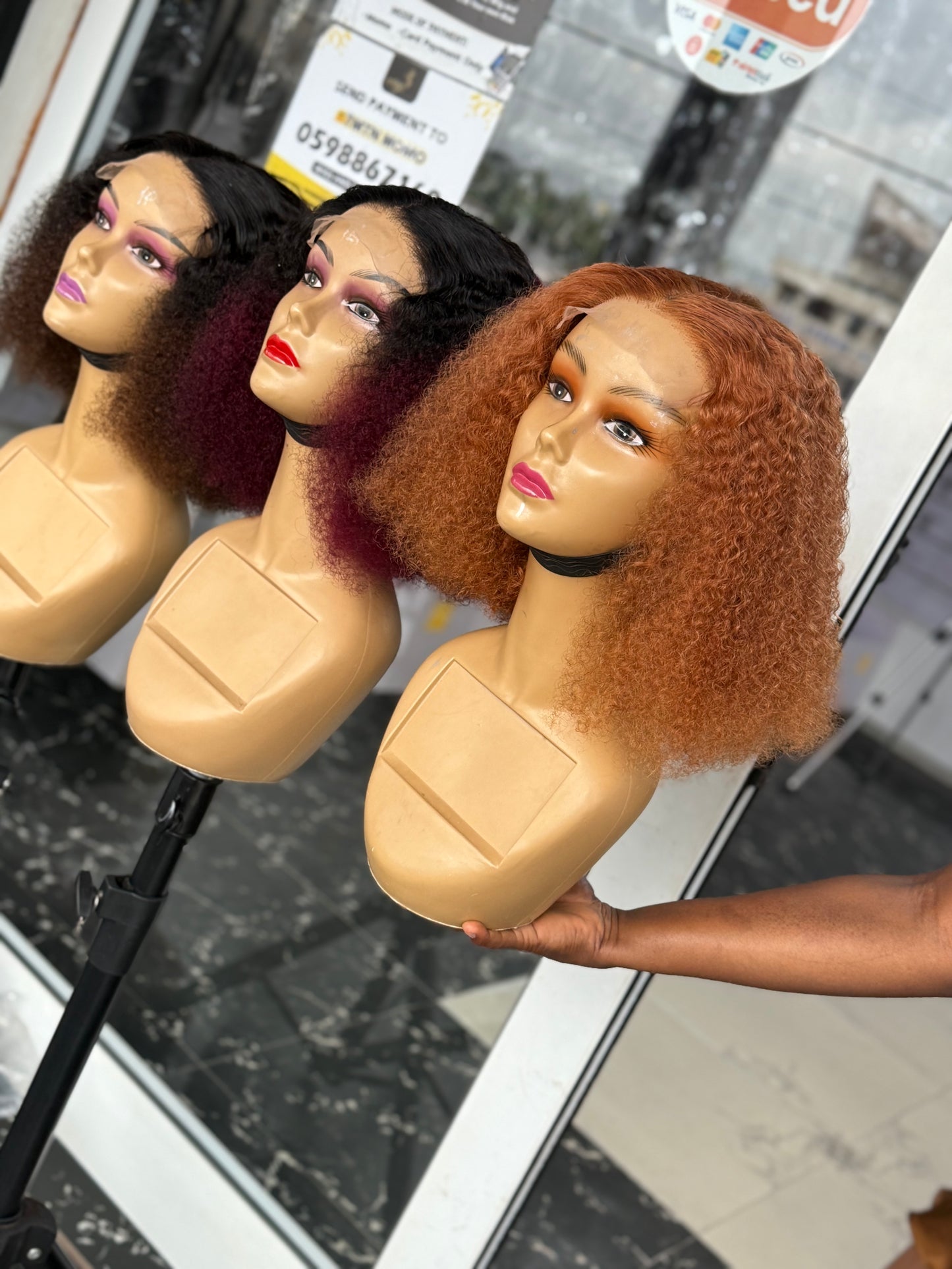 488 Colored curls 5/5 closure wigcap