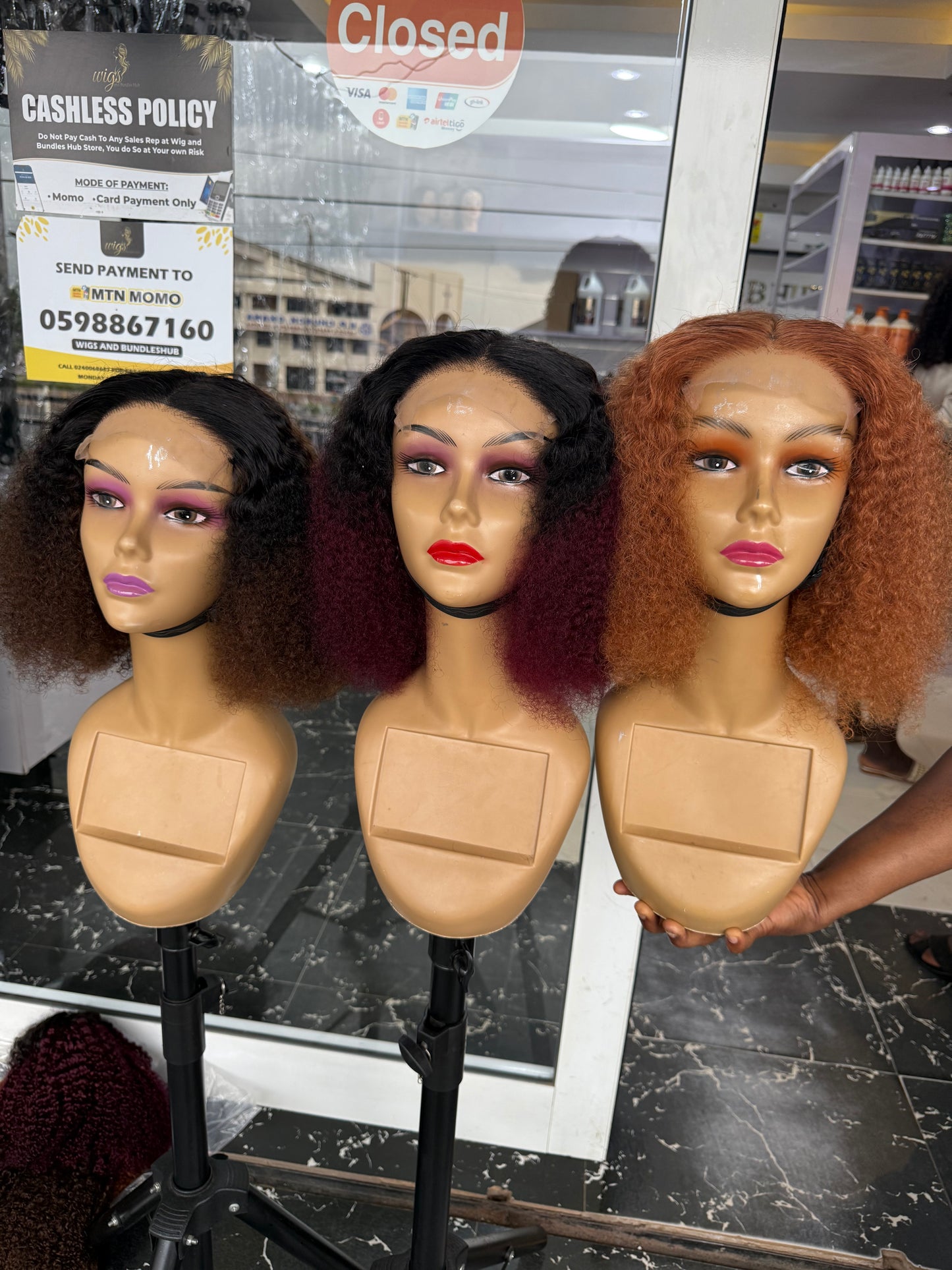 488 Colored curls 5/5 closure wigcap