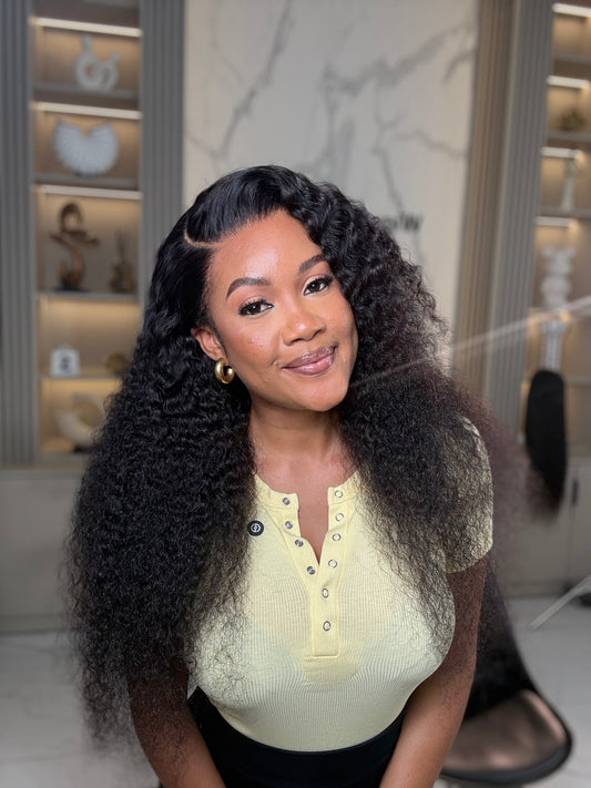 6/9  Glueless Closure jerry curls wig cap