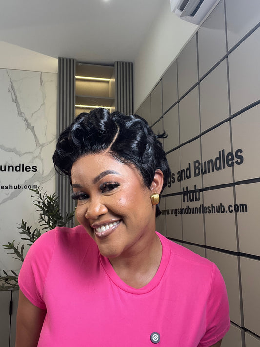 Custom Made 5/5 Curled Pixie Cut