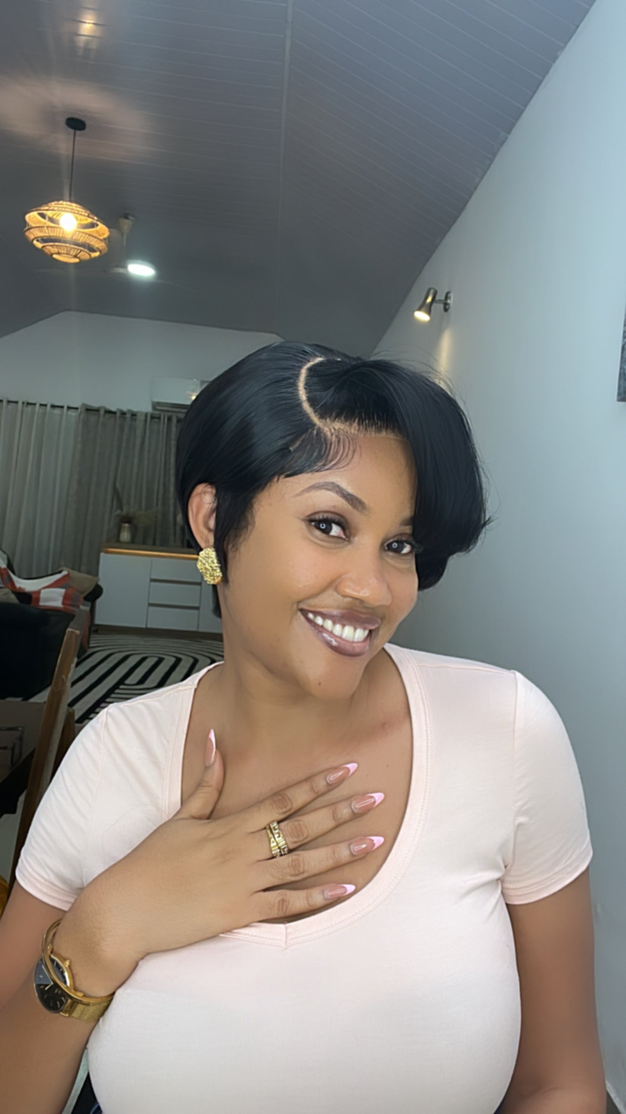 5/5 Closure Custom Made Stw Pixie Cut Wig