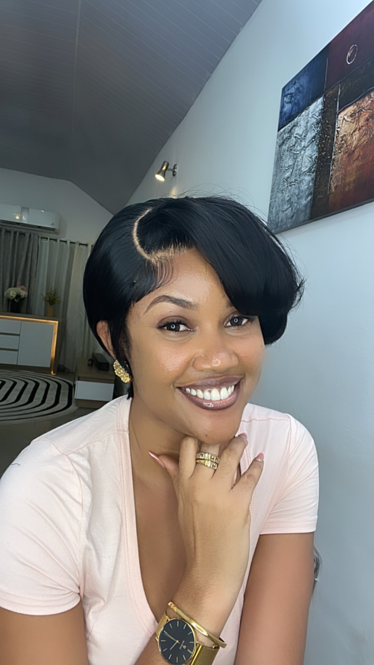 5/5 Closure Custom Made Stw Pixie Cut Wig