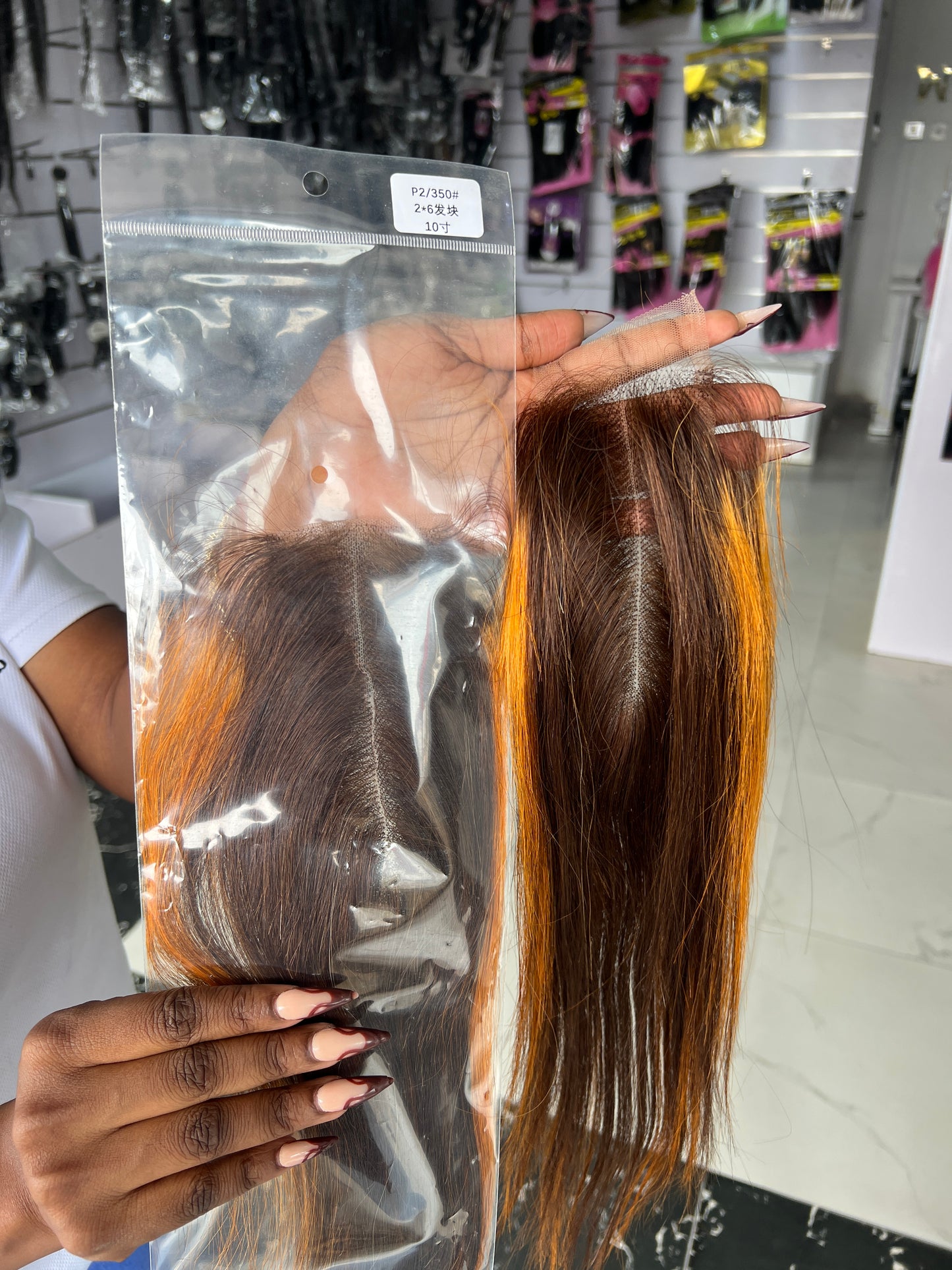 Orange And Brown 2/6 Bone Straight Closure Only